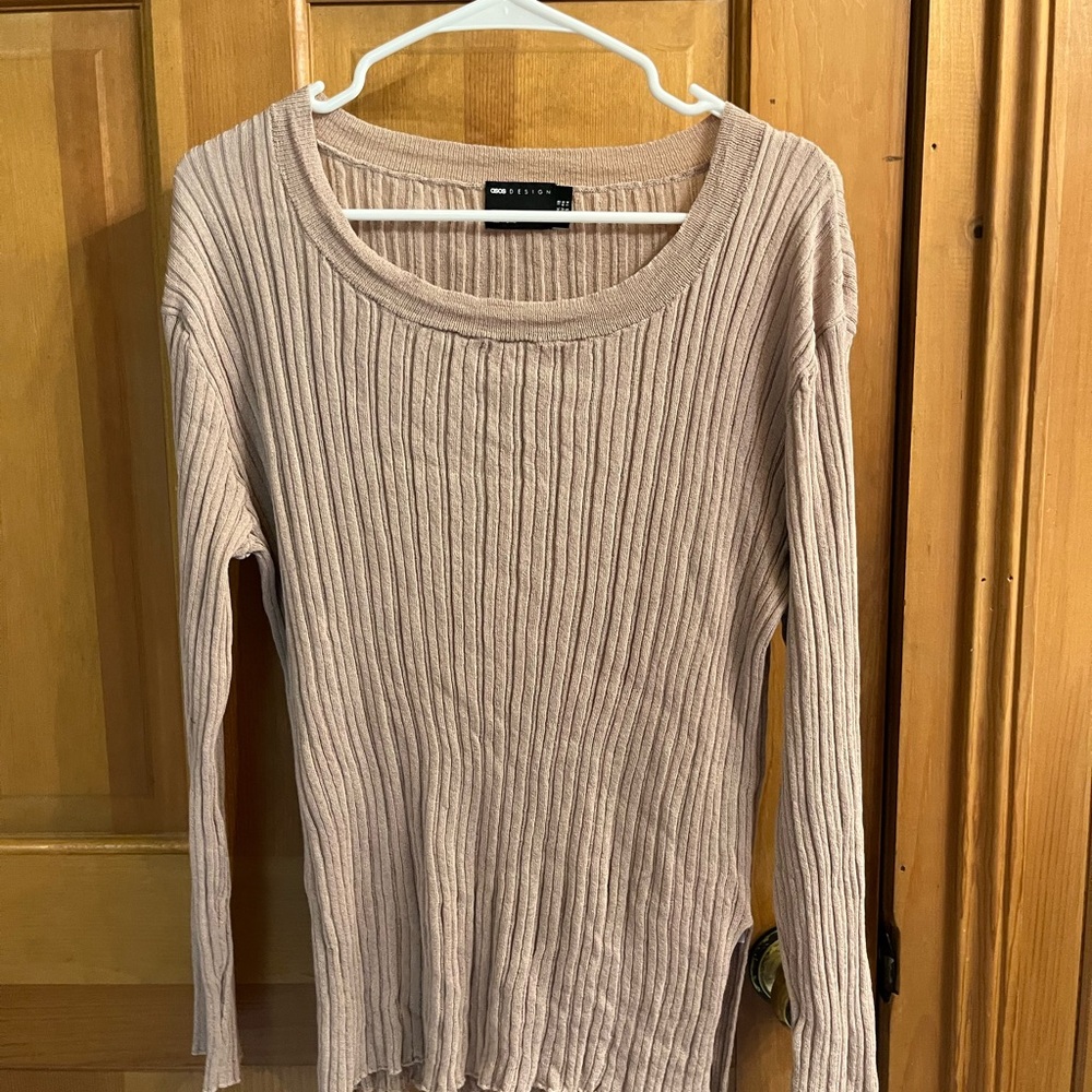 ASOS Ribbed Knit Beige Blouse